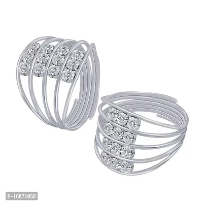Traditional Look Silver Plated Bichhiya Adjustable Lightweight Toe Ring For Women  Girls-thumb0