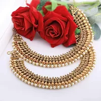 SILVER SHINE Charms Golden Antique Kundan Anklet For Women And Girl.-thumb1