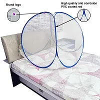 Silver Shine Baby Mosquito Net Tent Style Foldable Polyester 2.4 mm Strong PVC Coated Steel Mosquito Net for Baby (White- Blue)-thumb4