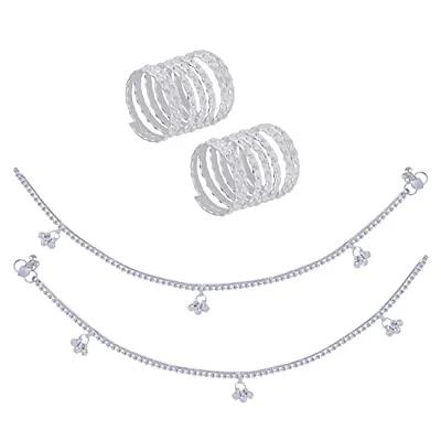 PAOLA Jewels Traditional Combo of Anklet and Toe Ring Pair