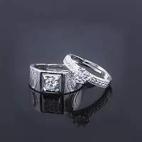 Silver Shine Silver Plated Adjustable Couple Ring with 1 Piece Red Rose Gift Box for Men and Women-thumb2