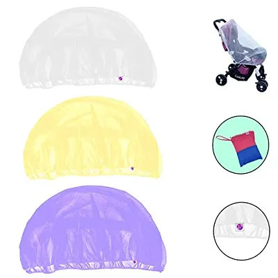 Silver Shine Mosquito Stroller Net for Baby Carriage Stroller Pram,Carriers, Car Seats, Cradles, Mosquito Net Plus Size for Baby Kids 0 to 3 Year (White Yellow Purple)