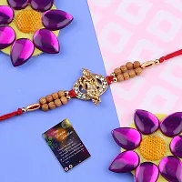 Rakhi Rudraksh Ganpati Ji With Stylish Rakhi With Roli Chawal , Greeting Card,1 Pooja Thali-thumb2