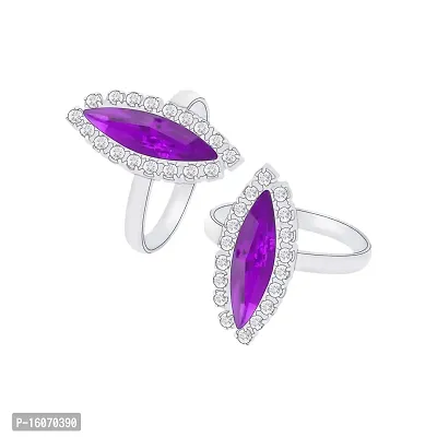 SILVER SHINE Toe Rings for Women Traditional Purple Color Oxidized Toe Rings Set Bichiya for women-thumb0