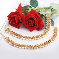 SILVER SHINE Gold plated Attractive Designer kundan Anklet for Women And Girl-thumb1