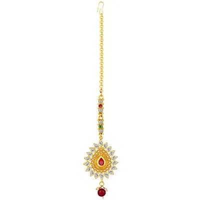 Paola Traditional Gold Plated Kundan Style Maang Tikka Jewellery For Women Girl