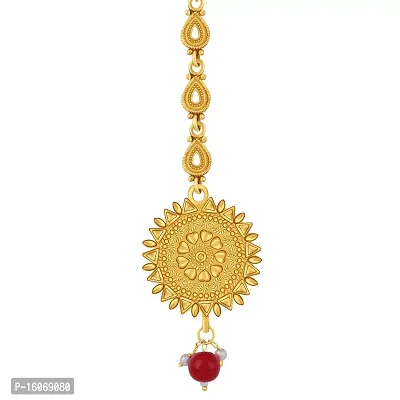 Gold Plated Kundan Style Maang Tikka Jewellery For Women Girl (NM-3722)-thumb0
