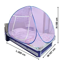 Mosquito Net for Double Bed | King Size Foldable Machardani | Polyester 30GSM Strong Net Steel Wire (Single Bed, Sky-Blue)-thumb3