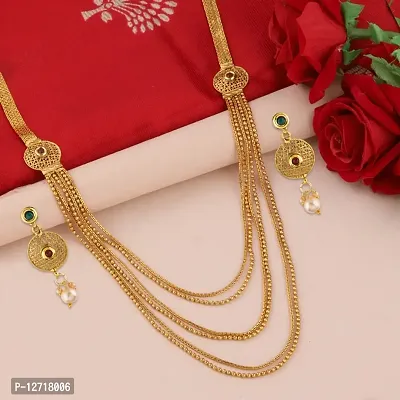 Exclusive Traditional Necklace multi Layers Necklace Set Jewellery For Women And Girls-thumb0