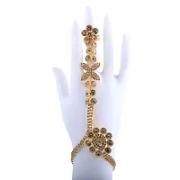 Gold Plated Designer Chain One Finger Ring Bracelet For Women-thumb1