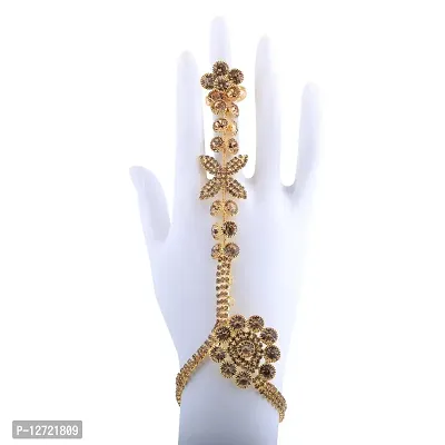 Gold Plated Designer Chain One Finger Ring Bracelet For Women-thumb2