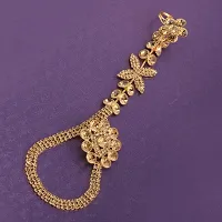 Gold Plated Designer Chain One Finger Ring Bracelet For Women-thumb3