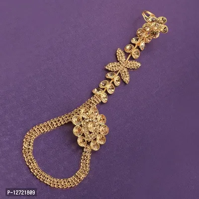 Gold Plated Designer Chain One Finger Ring Bracelet For Women-thumb4