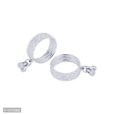 Silver Designer Toe Ring Bicchiya for Women  Girls ,Glossy Finish Toe Rings Traditional comfortable Adjustable-thumb2