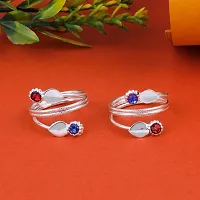 Silver Designer Toe Ring Bicchiya for Women  Girls ,Glossy Finish Toe Rings Traditional comfortable Adjustable-thumb2