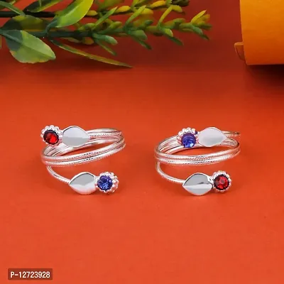 Silver Designer Toe Ring Bicchiya for Women  Girls ,Glossy Finish Toe Rings Traditional comfortable Adjustable-thumb3