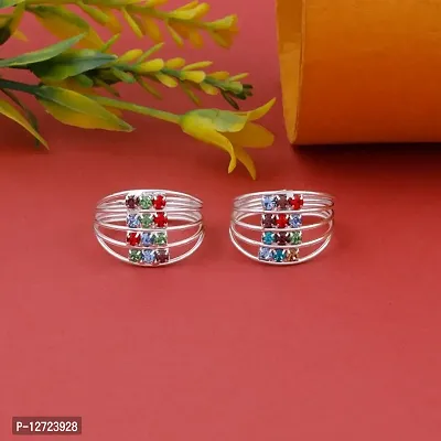 Silver Designer Toe Ring Bicchiya for Women  Girls ,Glossy Finish Toe Rings Traditional comfortable Adjustable-thumb4
