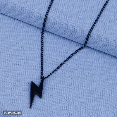 Chain Pendant Lightning Bolt Leather Bracelet for Men and Women-thumb3