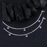 Silver Plated Traditional Toe Ring Chain Anklet for Women And Girl-thumb1