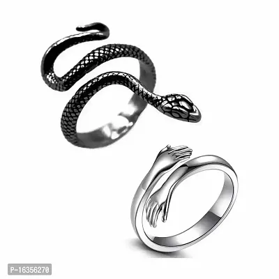 Adjustable Snake ring, Hug Ring, Hippy Snake Ring, Unisex Ring-thumb0