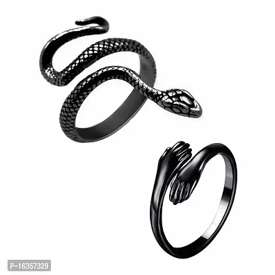 Adjustable Silver Snake ring, Hug Ring, Hippy Snake Ring, Unisex Ring-thumb0