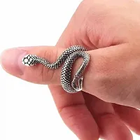 Adjustable Silver Snake ring, Hug Ring, Hippy Snake Ring, Unisex Ring-thumb1