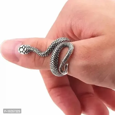 Adjustable Silver Snake ring, Hug Ring, Hippy Snake Ring, Unisex Ring-thumb2