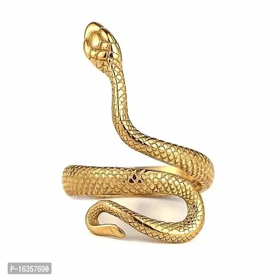 Adjustable Gold Stackable Ring, Hippy Snake Ring, Unisex Snake Ring Pack of 2-thumb3