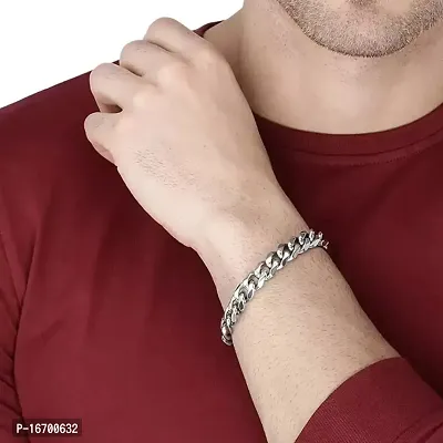 Silver Plated New Trendy Look Designer Chain with Bracelet For Men and Boy-thumb2