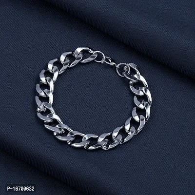 Silver Plated New Trendy Look Designer Chain with Bracelet For Men and Boy-thumb5