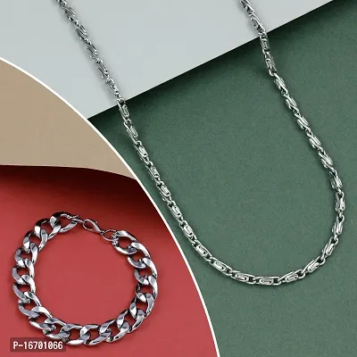 Silver Plated New Trendy Look Designer Chain  Bracelet For Men Boy-thumb0