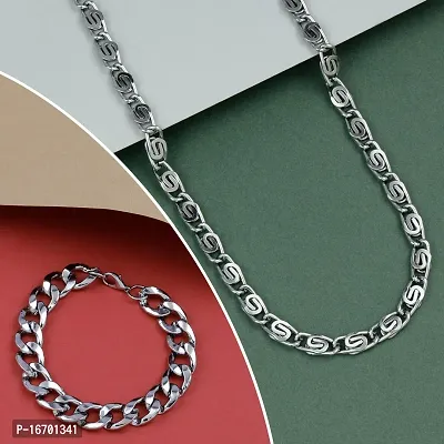 Silver Plated New Trendy Look Designer Chain  Bracelet For Men Boy