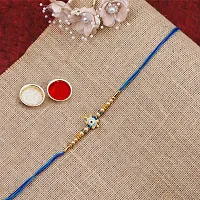 Rakhi for Brother Bhai Bhabhi with Roli Chawal and Best Wishes Greeting Card-thumb3