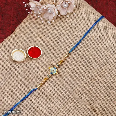 Rakhi for Brother Bhai Bhabhi with Roli Chawal and Best Wishes Greeting Card-thumb4