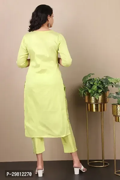 Trendy Green Cotton Kurta With Bottom Set For Women-thumb2