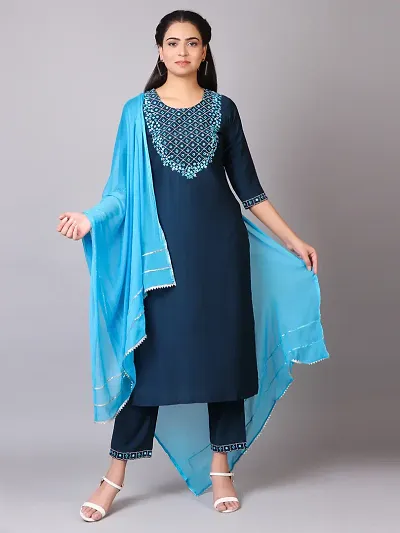 Trendy Art Silk Kurta Bottom With Dupatta