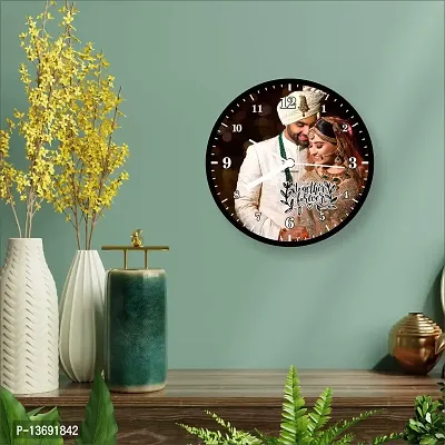ColorSplash Customize Round Wall Clock with 1 Photo Frame for Home Decore (Size 30x30 cm, Black) Wood-thumb4