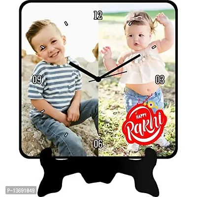 ColorSplash Customized/Personalized Wooden Table Clock with 2/4 Photos for Birthday Kids Baby for Your Love (15cm x 2cm x 15cm, Black) 03-thumb0