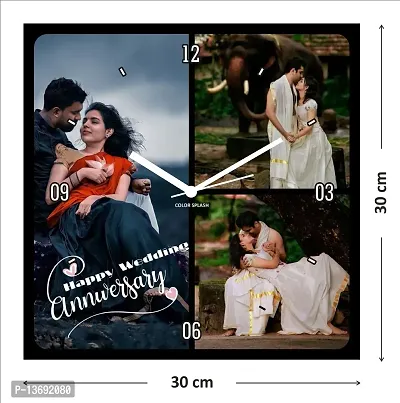 ColorSplash Customize Square Wall Clock with 3 Photos Frame for Birthday and Anniversary Gift  Home Decore (Size 30x30 cm, Black)-thumb4
