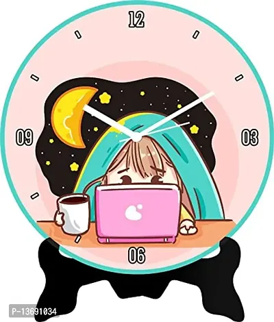 ColorSplash Personalized Wooden Round Shape Table Clock for Birthday Kids Baby for Your Love (15cm x 2cm x 15cm, Multi Color) 10