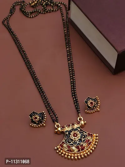 Elegant Alloy Mangalsutra With Earring For Women-thumb0