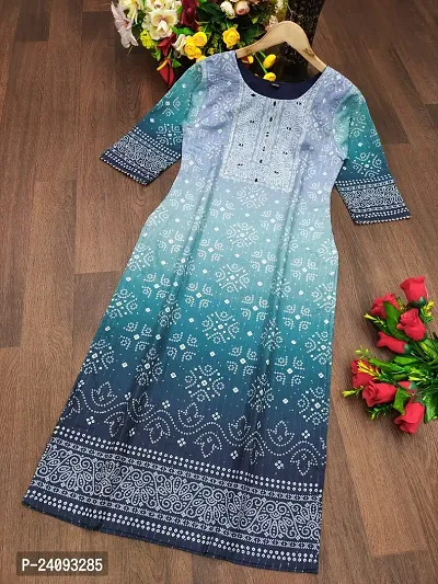 Trendy Blue Printed Georgette Straight Kurta For Women-thumb0