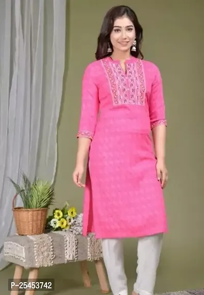 Stylish Pink Rayon Printed Kurta For Women