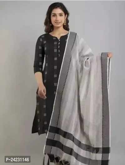 A-Line   Cotton Kurta Bottom Dupatta Set For Women