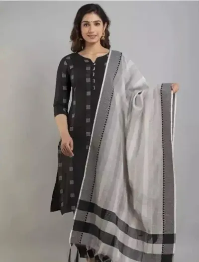 Stylish Khadi Cotton Printed Kurta Bottom Dupatta Set