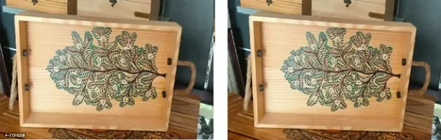 Beautiful Printed Wooden Tray Combo of 2-thumb0