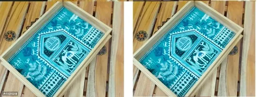 Beautiful Printed Wooden Tray Combo of 2