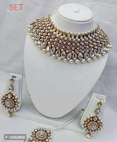 Stylish White Alloy Jewellery Set For Women-thumb0