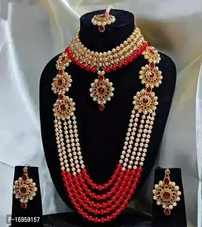 Stylish Red Alloy Jewellery Set For Women-thumb0