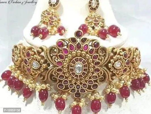 Stylish Red Alloy Jewellery Set For Women-thumb0